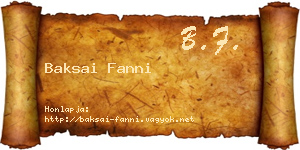Baksai Fanni névjegykártya